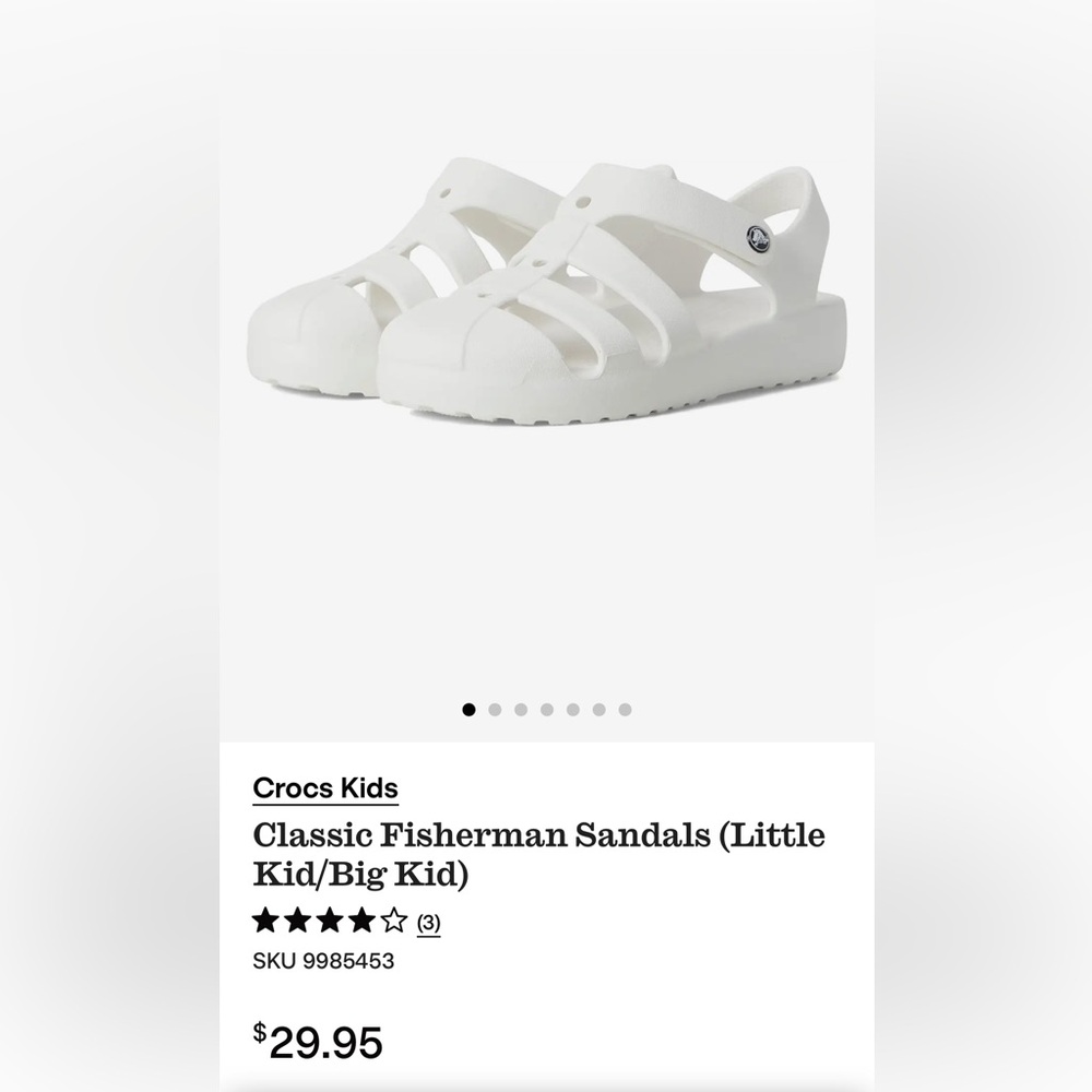 CROCS little kids 8 Classic Fisherman Sandals - White